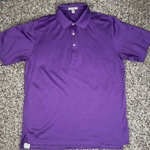 Peter Millar Polo Shirt Mens Large Purple Cotton Golf Polo Classic Crown Logo
